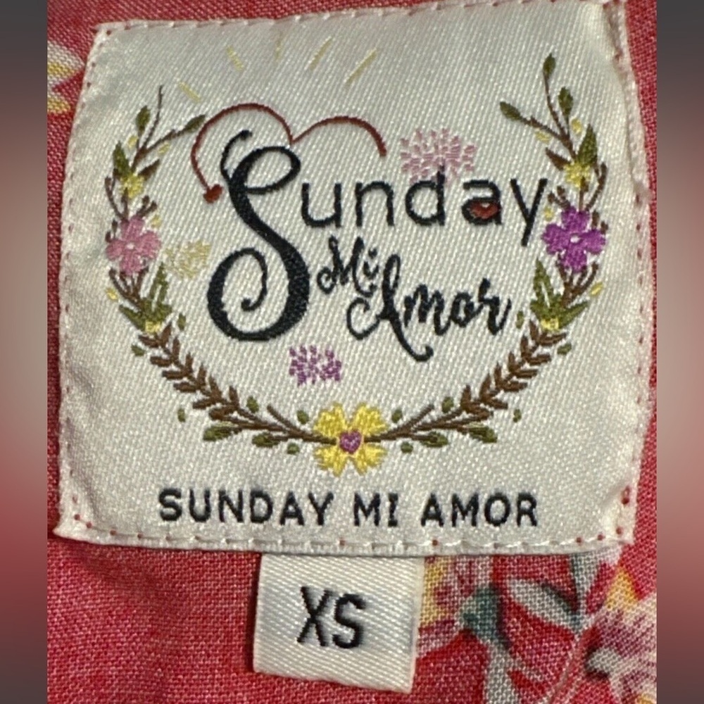 Anthropologie Sunday Mi Amor XS Red Floral V Neck long dress Extra small EUC - Picture 4 of 9